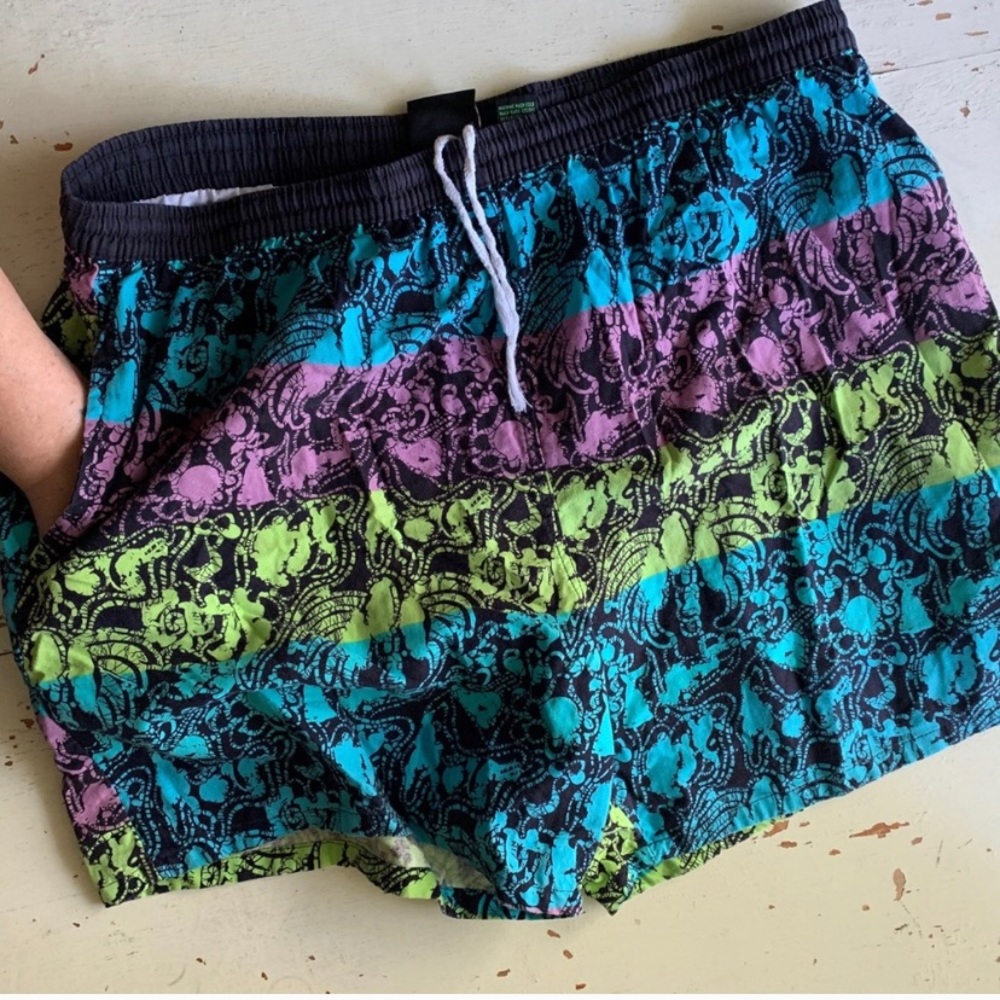 vintage 90’s neon Beach Gear board shorts